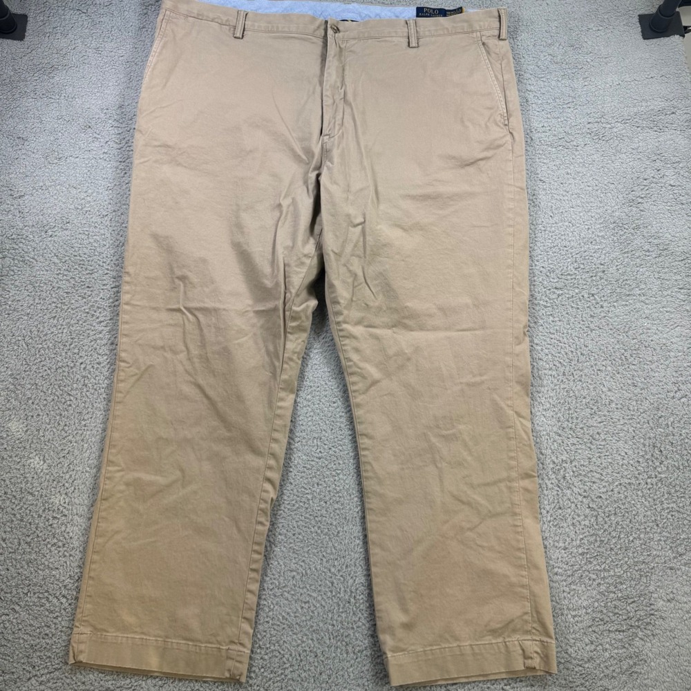 Polo Ralph Lauren Mens 46x30 Stretch Classic Fit Chino Pants Tan Khaki Cotton
